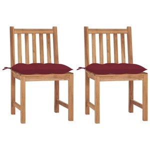 vidaXL, vidaXL Gartenstühle 2 Stk. mit Kissen Massivholz Teak, vidaXL Gartenstühle 2 Stk. mit Kissen Massivholz Teak