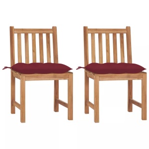 vidaXL, vidaXL Gartenstühle 2 Stk. mit Kissen Massivholz Teak, vidaXL Gartenstühle 2 Stk. mit Kissen Massivholz Teak
