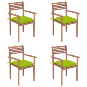 vidaXL, vidaXL Gartenstühle 4 Stk. mit Hellgrünen Kissen Massivholz Teak, 