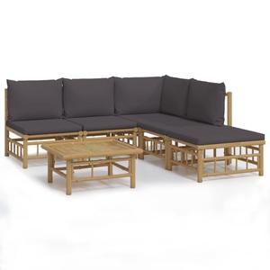 vidaXL, vidaXL 6-tlg. Garten-Lounge-Set mit Dunkelgrauen Kissen Bambus, 