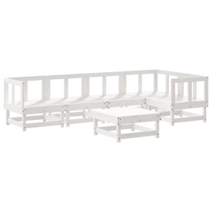 vidaXL, vidaXL 6-tlg. Garten-Lounge-Set Weiß Massivholz Kiefer, vidaXL 6-tlg. Garten-Lounge-Set Weiß Massivholz Kiefer