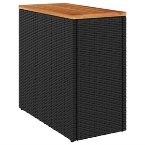 vidaXL, vidaXL Garten-Beistelltisch mit Holzplatte Schwarz 58x27,5x55cm Rattan
