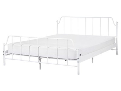 Beliani, Bett mit Lattenrost aus Eisen MAURESSAC Bett mit Lattenrost aus Eisen MAURESSAC, Beliani - Bett mit Lattenrost aus Eisen MAURESSAC, 160X200CM, Weiss Bunt