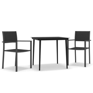 vidaXL, vidaXL 3-tlg. Garten-Essgruppe Schwarz, vidaXL 3-tlg. Garten-Essgruppe Schwarz