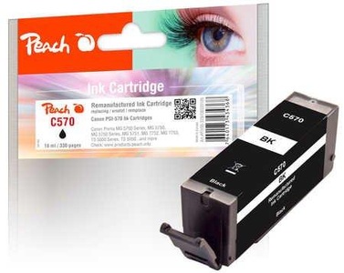 Peach, Peach Tintenpatrone schwarz kompatibel zu Canon PGI-570 bk, Peach C570 PGBK Druckerpatrone bk ersetzt Canon PGI-570PGBK, 0372C001 für z.B. Canon Pixma TS 5050, Canon Pixma TS 5055, Canon Pixma MG 6850