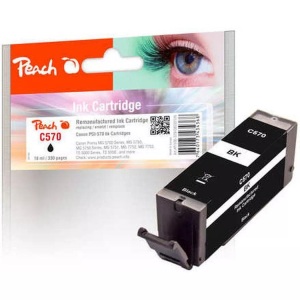 Peach, Peach Tintenpatrone schwarz kompatibel zu Canon PGI-570 bk, Peach C570 PGBK Druckerpatrone bk ersetzt Canon PGI-570PGBK, 0372C001 für z.B. Canon Pixma TS 5050, Canon Pixma TS 5055, Canon Pixma MG 6850