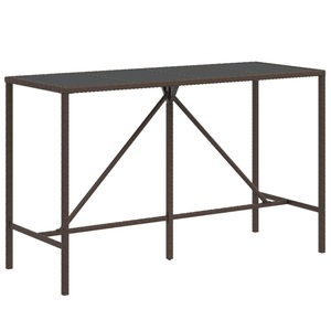 vidaXL, vidaXL Bartisch mit Glasplatte Braun 180x70x110 cm Poly Rattan, vidaXL Bartisch mit Glasplatte Braun 180x70x110 cm Poly Rattan