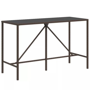 vidaXL, vidaXL Bartisch mit Glasplatte Braun 180x70x110 cm Poly Rattan, vidaXL Bartisch mit Glasplatte Braun 180x70x110 cm Poly Rattan