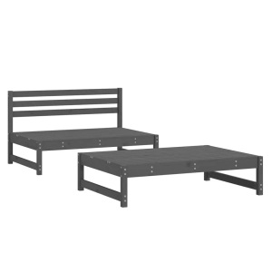 vidaXL, vidaXL 2-tlg. Garten-Lounge-Set Grau Massivholz Kiefer, VidaXL - Garten lounge set kiefernholz, One Size, Grau