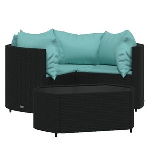 vidaXL, vidaXL 4-tlg. Garten-Lounge-Set mit Kissen Schwarz Poly Rattan