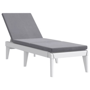 vidaXL, vidaXL Sonnenliege mit Auflage Weiß 186x60x29 cm PP, vidaXL Sonnenliege mit Auflage Weiß 186x60x29 cm PP