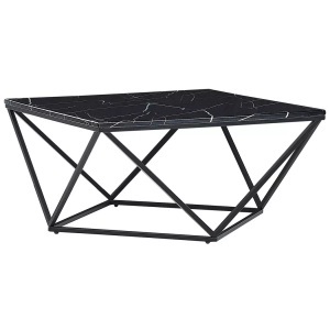 Beliani, Beliani Couchtisch schwarz/schwarz Marmor Optik MALIBU, Beliani - Couchtisch aus MDF-Platte Modern MALIBU, One Size, Schwarz