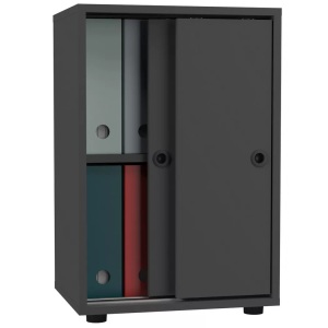 VCM, Büroschrank Bücher Ordner Aktenschrank Büromöbel Schrank Ulas 2-fach Schiebetüren Unisex Anthrazit ONE SIZE