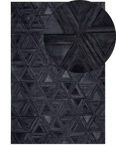 Beliani, Beliani Teppich Leder schwarz 160 x 230 cm KASAR, Beliani - Teppich aus Kuhfell Modern KASAR, 160X230CM, Schwarz
