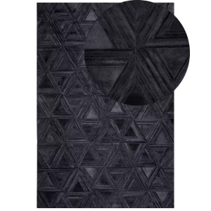 Beliani, Beliani Teppich Leder schwarz 160 x 230 cm KASAR, Beliani - Teppich aus Kuhfell Modern KASAR, 160X230CM, Schwarz