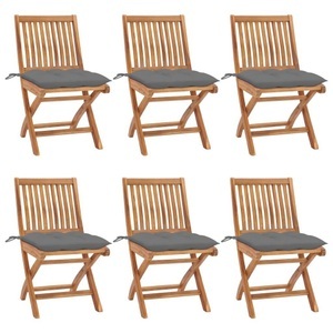 vidaXL, vidaXL Klappbare Gartenstühle mit Kissen 6 Stk. Massivholz Teak