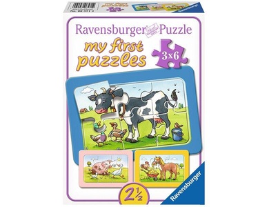 Ravensburger, RAVENSBURGER Puzzle 3x6 Teile Gute Tierfreunde, Rahmenpuzzle GUTE TIERFREUNDE 3x6-teilig