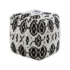 Beliani, Beliani Pouf schwarz-weiss 45 x 45 cm ORAI, Beliani - Pouf aus Baumwolle Boho ORAI, One Size, Schwarz