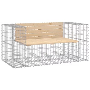 vidaXL, vidaXL Gartenbank aus Gabionen 143x71x65,5 cm Massivholz Kiefer, vidaXL Gartenbank aus Gabionen 143x71x65,5 cm Massivholz Kiefer