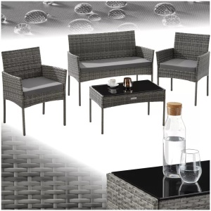 TecTake, Tectake - Rattan Gartenset Palese für 4 Personen, pezzi, Grau, Tectake - Rattan Gartenset Palese für 4 Personen, Stück, Grau