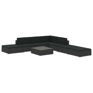 Diverse Hardware, 8-tlg. Garten-Lounge-Set mit Auflagen Poly Rattan Schwarz