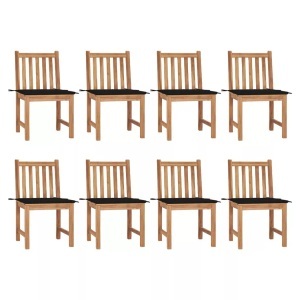 vidaXL, vidaXL Gartenstühle 8 Stk. mit Kissen Massivholz Teak, vidaXL Gartenstühle 8 Stk. mit Kissen Massivholz Teak