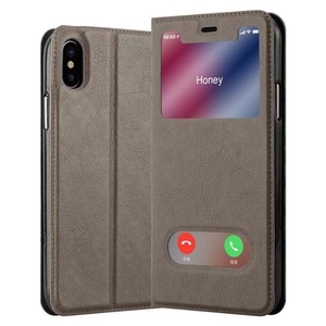 Cadorabo, Hülle für Apple iPhone XS MAX Magnetverschluss, 2 Sichtfenstern, Cadorabo - Hülle für Apple iPhone XS MAX Magnetverschluss, 2 Sichtfenstern, Kühles Braun