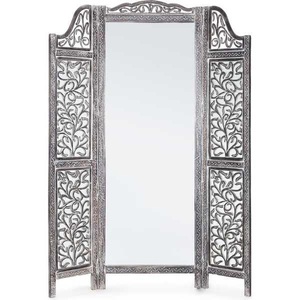 mutoni lifestyle, Paravent Ajala 3 Türen Altgrau mit Spiegel 130x180, Paravent Ajala 3 Türen Altgrau mit Spiegel 130x180
