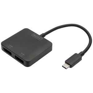 Digitus, Digitus DS-45339 DisplayPort / USB-C® Adapter [1x USB-C® - 2x DisplayPort Buchse] Schwarz HDMI-fähig, High Speed-HDMI,, 