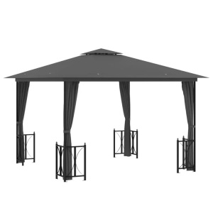 vidaXL, vidaXL Pavillon mit Seitenwänden & Doppeldach 3x3 m Anthrazit, vidaXL Pavillon mit Seitenwänden & Doppeldach 3x3 m Anthrazit