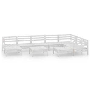 vidaXL, vidaXL 10-tlg. Garten-Lounge-Set Massivholz Kiefer Weiß