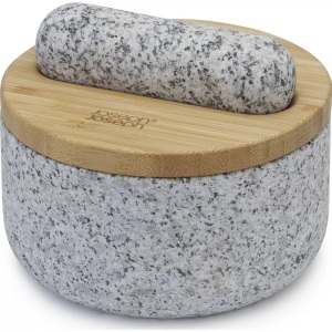 Joseph joseph, Dash Mörser Stößel aus Granit mit Bambusdeckel, Joseph Joseph Dash Stössel und Mörser mit Bambus Deckel Grau