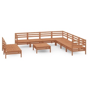 vidaXL, vidaXL 10-tlg. Garten-Lounge-Set Massivholz Kiefer Honigbraun