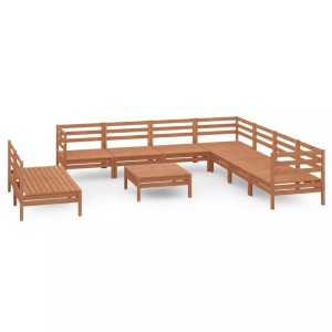 vidaXL, vidaXL 10-tlg. Garten-Lounge-Set Massivholz Kiefer Honigbraun