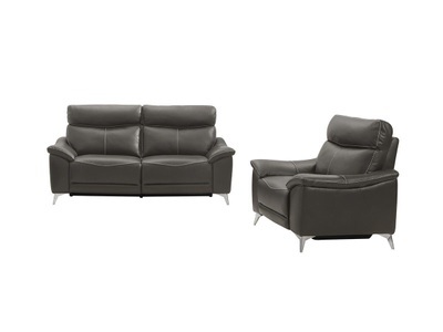 Vente-unique, Relaxgarnitur elektrisch 3+1 - Leder - Taupe - METRONOMYA Relaxgarnitur elektrisch 3+1 - Leder - Taupe - METRONOMYA, 