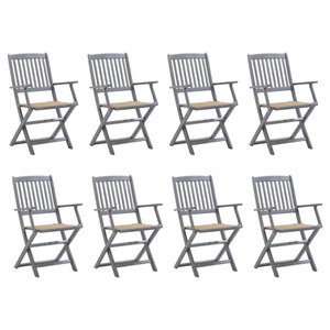 vidaXL, vidaXL Klappbare Gartenstühle 8 Stk. mit Kissen Massivholz Akazie