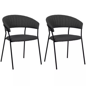 Kare Design, Armlehnstuhl Belle anthrazit (2er-Set), Armlehnstuhl Belle anthrazit (2er-Set)
