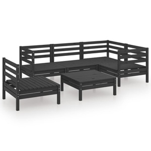 vidaXL, vidaXL 6-tlg. Garten-Lounge-Set Massivholz Kiefer Schwarz