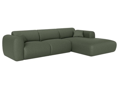Vente-unique, Großes Ecksofa - Ecke rechts - melierter Stoff - Grün - POGNI Großes Ecksofa - Ecke rechts - melierter Stoff - Grün - POGNI