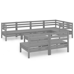 vidaXL, vidaXL 8-tlg. Garten-Lounge-Set Massivholz Kiefer Grau
