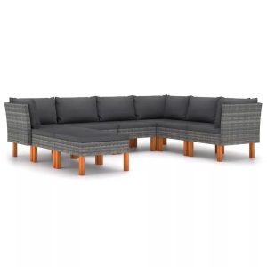 vidaXL, vidaXL 8-tlg. Garten-Lounge-Set mit Kissen Poly Rattan Grau