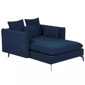Beliani, Chaiselongue aus Polyester Modern CHARMES Chaiselongue aus Polyester Modern CHARMES, Beliani - Chaiselongue aus Polyester Modern CHARMES, One Size, Dunkelblau