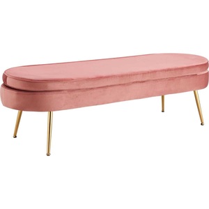 Salesfever, SalesFever Sitzbank »Clam«, mit hohem Sitzkissen, Sitzpouf oval lang, Sitzpouf oval Samt rosa