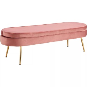 Salesfever, SalesFever Sitzbank »Clam«, mit hohem Sitzkissen, Sitzpouf oval lang, Sitzpouf oval Samt rosa