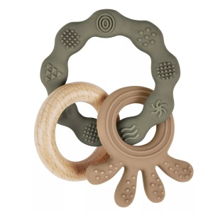 Activity-board, Beißring für Babys, Beißring-Spielzeug aus Silikon und Holzringen, Baby-Beißhilfe BPA-frei, schmerzlinderndes Beißzubehör Braun, Activity-board - Beißring für Babys, Beißring-Spielzeug aus Silikon und Holzringen, Baby-Beißhilfe BPA-frei, schmerzlinderndes Beißzubehör, One Size, Braun