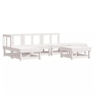 vidaXL, vidaXL 6-tlg. Garten-Lounge-Set Weiß Massivholz Kiefer, 