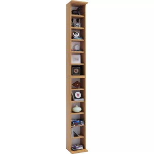 VCM, Holz CD DVD Stand Aufbewahrung Standregal Bücherregal Deko Regal Bigol Holz CD DVD Stand Aufbewahrung Standregal Bücherregal Deko Regal Bigol, VCM - Holzregal stehend | platzsparender CD Schrank für 204 CDs oder 72 DVDs Maße: H. 180 x B. 21 T. 20 cm Elegantes DVD Regal Blu-Ray Regal, One Size, Buche