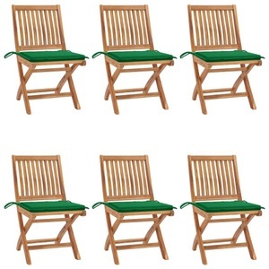 vidaXL, vidaXL Klappbare Gartenstühle mit Kissen 6 Stk. Massivholz Teak