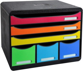 Biella, Biella Schubladenbox STORE-BOX, Biella Ablagebox, STOREBOX, A4+, schwarz/Harlekin, 6 Schubladen, 030679802BID