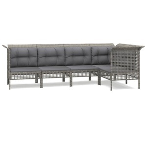 vidaXL, vidaXL 5-tlg. Garten-Lounge-Set mit Kissen Grau Poly Rattan